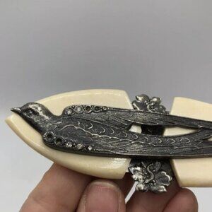 VTG Art Deco Ermani Bulatti Swallow Bronze Brooch Signed Costume Jewelry